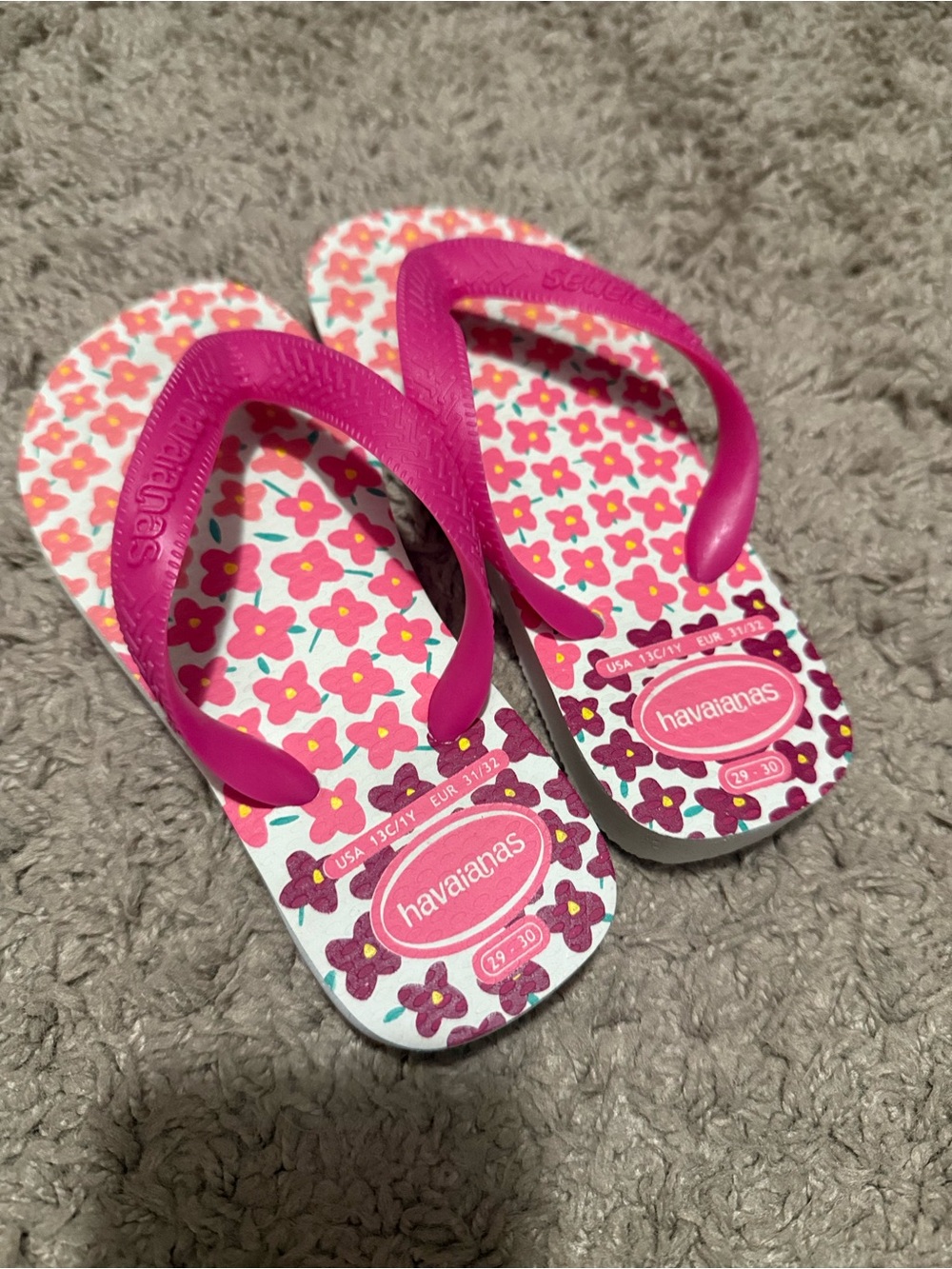 Havaianas Kids Hot Pink Floral Flip Flops